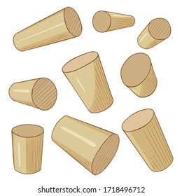 Cilindros de caricatura. Conjunto de vectores de dibujo de geometría de perspectiva