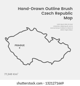 Cartoon Czech Republic Map, Hand Drawn Czech Republic Map, Doodle Czech Republic Map Vector Outline Style Map Information