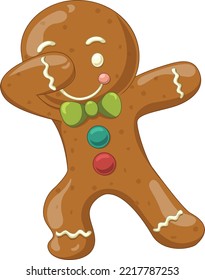 Cartoon dabbing gingerbread man cookie