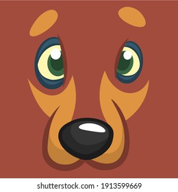 Cartoon dachshund dog face avatar. Vector