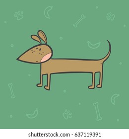 Cartoon dachshund dog illustration.