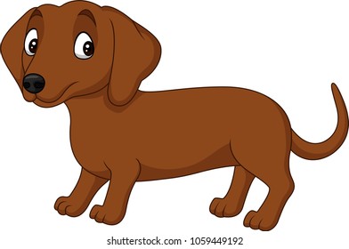 Cartoon dachshund dog isolated on white background
