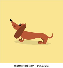 Cartoon dachshund dog. Vector illustration. It can be used for the websites and magazines 