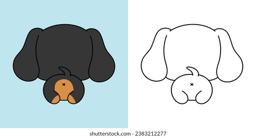 Cartoon Dachshund Puppy Clipart for Coloring Page and Illustration. Clip Art Isolated Dog. Cute Vector Illustration of a Kawaii Animal for Prints for Clothes, Stickers, Baby Shower. 