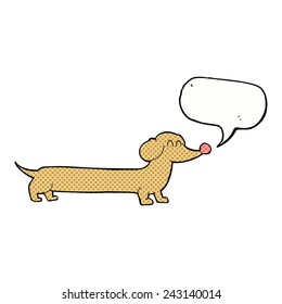caricatura de dachshund con burbuja de habla
