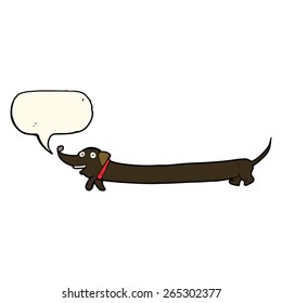 cartoon dachshund with speech bubble