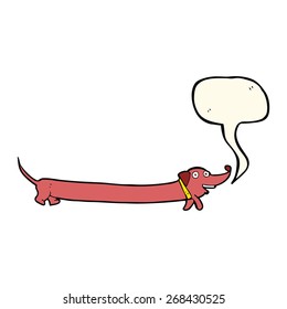 caricatura de dachshund con burbuja de habla