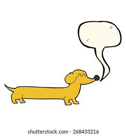 cartoon dachshund with speech bubble