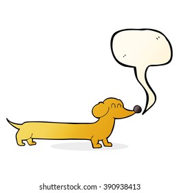 cartoon dachshund with speech bubble