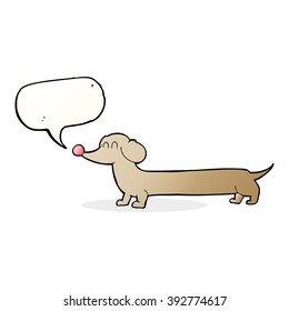 cartoon dachshund with speech bubble
