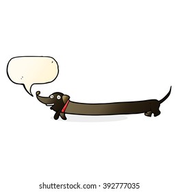 cartoon dachshund with speech bubble