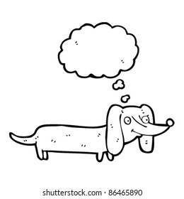 cartoon dachshund thinking