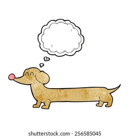 cartoon dachshund with thought bubble