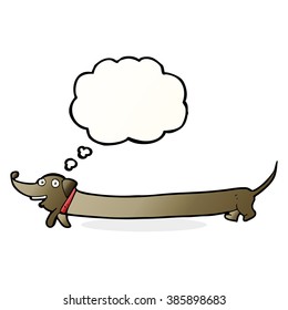 caricatura dachshund con burbuja de pensamiento