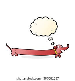 cartoon dachshund with thought bubble