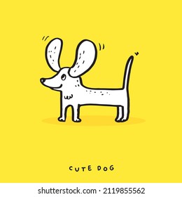 Cartoon dachshunds on white background, Cartoon happy dachshund, Flat vector illustration for prints, clothing, packaging and postcards, cute dogHand drawing doodle cute dog vector, cute animal