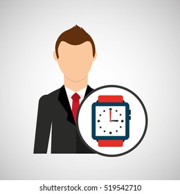 cartoon dad father day watch icon vector illustration eps 10