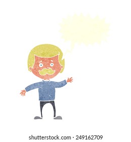 cartoon dad waving with speech bubble