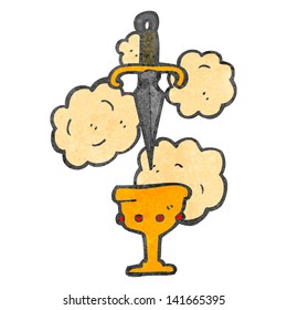 cartoon dagger and cup symbol