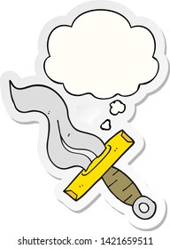 cartoon dagger with thought bubble as a printed sticker