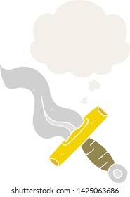 cartoon dagger with thought bubble in retro style