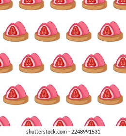 cartoon daifuku, japanese food seamless pattern on colorful background