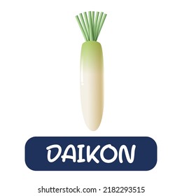 vector de huertas daikon de dibujos animados aisladas en fondo blanco