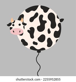 Cartoon dairy cow in balloon shape. Can be used for decorative accessories, stickers, wallpapers, and others.