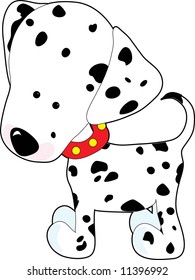 A cartoon of a Dalmatian on a white background