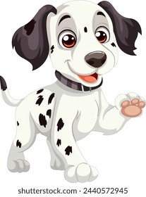 Cartoon Dalmatian puppy smiling with paw up