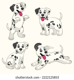 Cartoon Dalmation Puppy set in various Pose svg