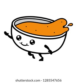 Cartoon Dancing Bowl of Soup Character