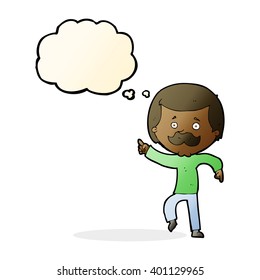 cartoon dancing dad with thought bubble