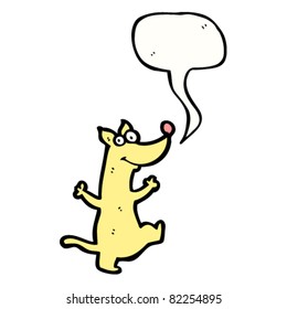 cartoon dancing dog with speech bubble