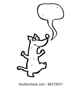 cartoon dancing dog with speech bubble