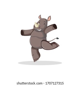 Dibujo bailando hipopótamo aislado de fondo blanco