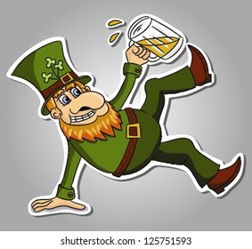 Cartoon dancing Leprechaun (vector)