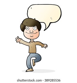 cartoon dancing man with speech bubble