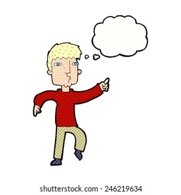 cartoon dancing man with thought bubble