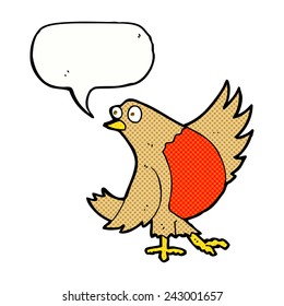 cartoon dancing robin with speech bubble