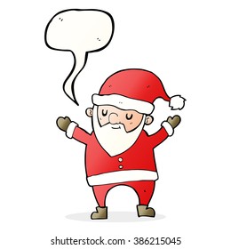 caricatura bailando santa con burbuja de habla