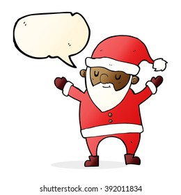 caricatura bailando santa con burbuja de habla