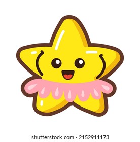 Cartoon dancing star character. Vector illustration