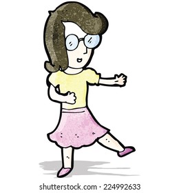 cartoon dancing woman in spectacles
