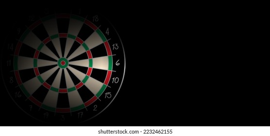 Cartoon dart board symbol. Dartboard icon. Twenty, black, green or white game board and darts game. Target competition sign. Sports equipment and arrows. Throw single, double, triple or bullseye