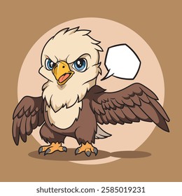 cartoon of a dashing and cute eagle