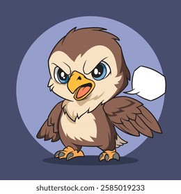 cartoon of a dashing and cute eagle