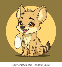 cartoon of a dashing and cute hyenah