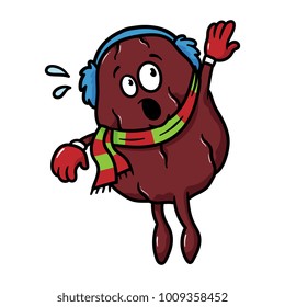 Cartoon Date Fruit Character Falling or Hanging