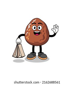 Cartoon of date fruit shopping , character design
